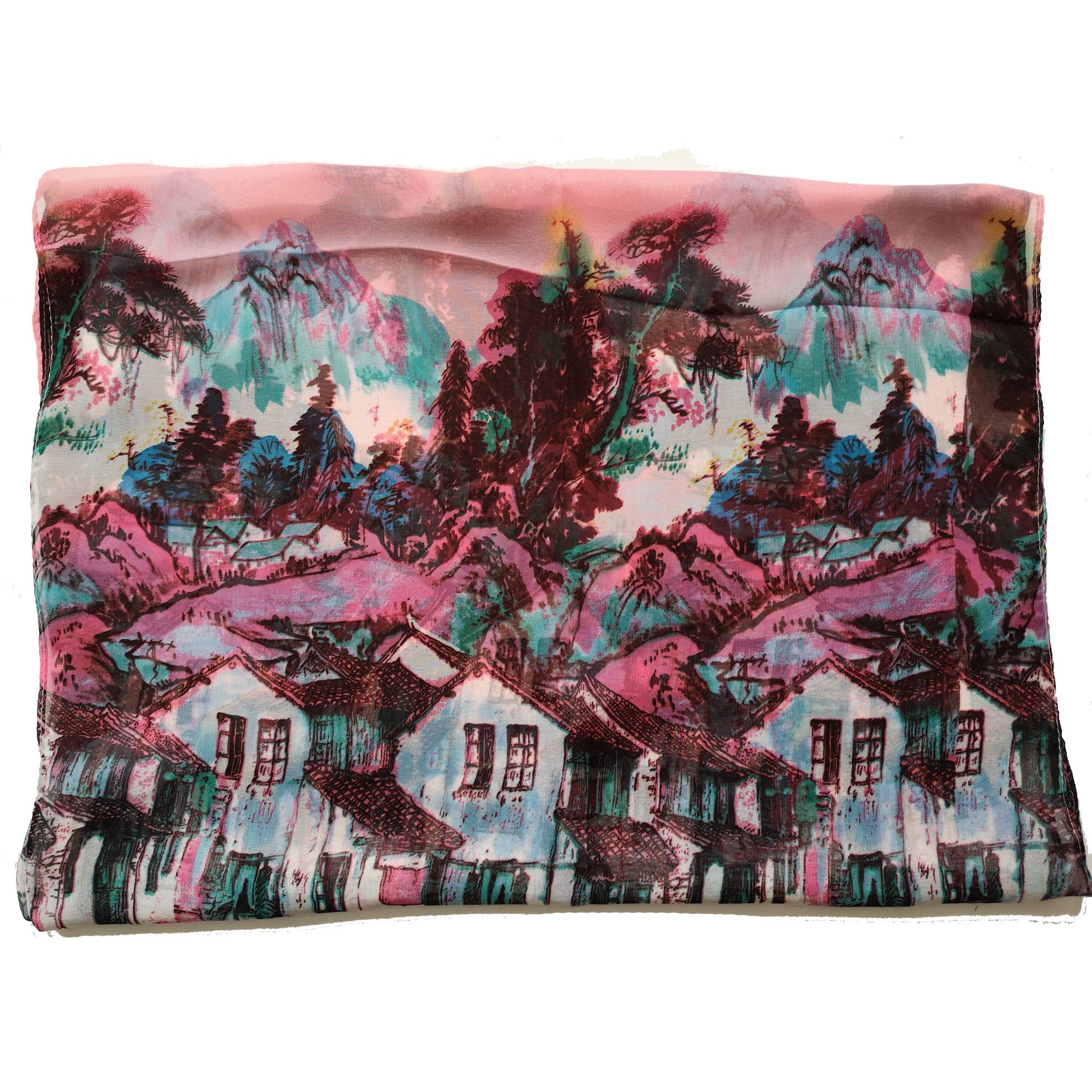 Gifts UK® 160cm 50cm Asian Village Fashion Ladies Scarves Chiffon Scarf Womens Shawls X233 Light Rose