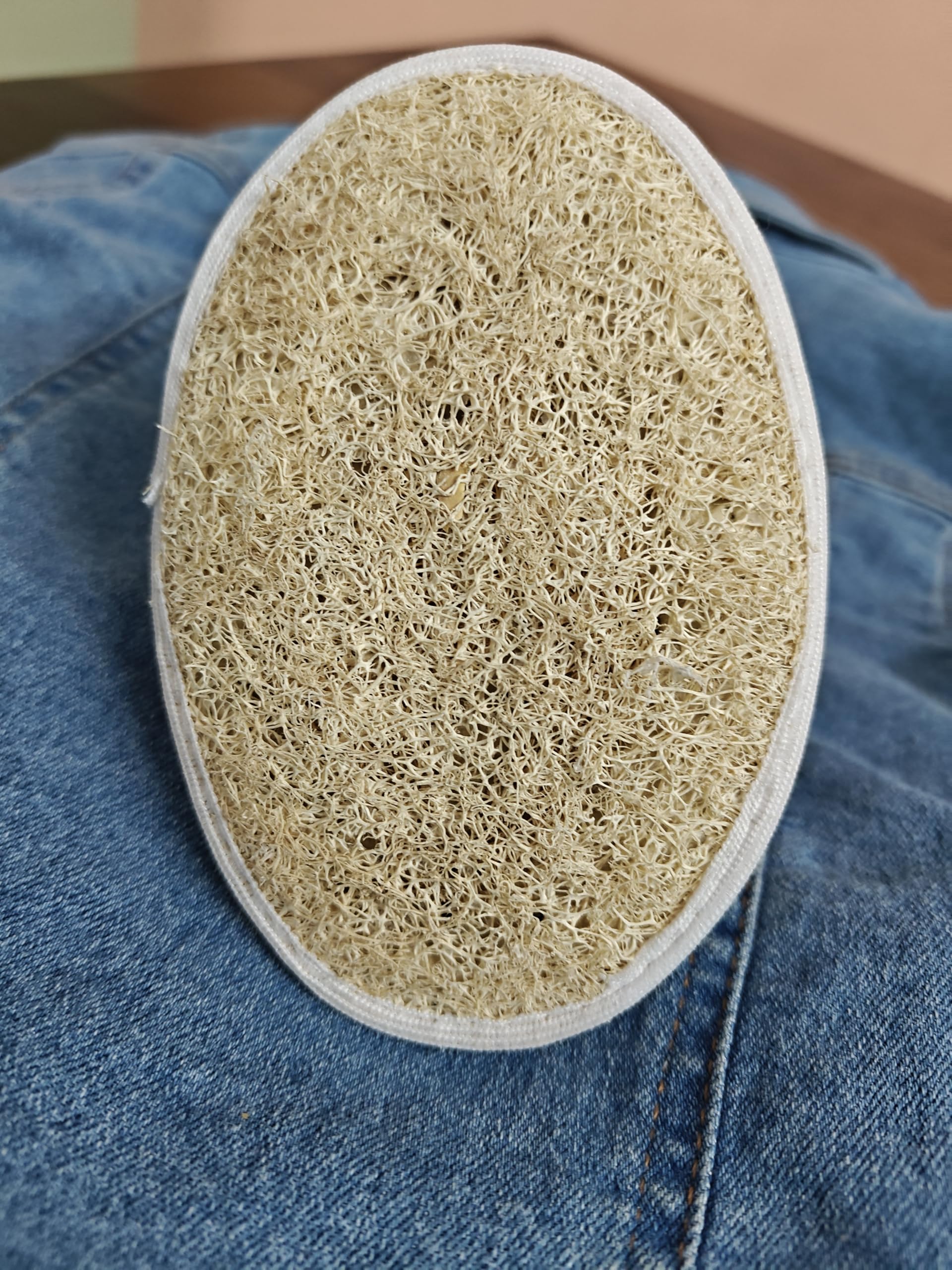 Natural Loofah Bath Sponge, Organic Exfoliating Body Scrubber with Cotton Handle, Oval Shaped Shower Loofa for Deep Cleansing-image-35