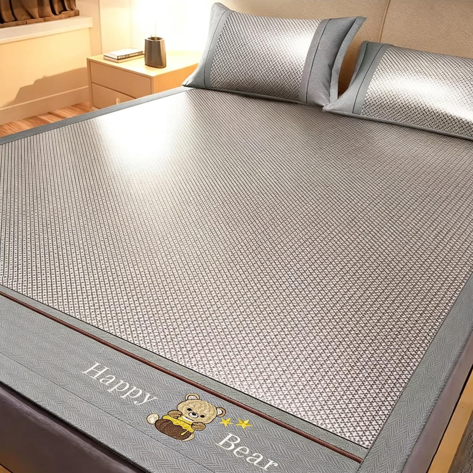 FCHZJCZYT Rattan Cooling Mat, Foldable Double Sided Rattan Cooling Mat, Easy Care Breathable Cooling Bed for Home School Dormitory,GrayA,150 * 200cm/59 * 79"