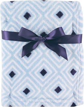 Luvable Friends Unisex Baby Coral Fleece Blanket, Blue Diamond, One Size
