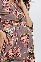 Vista 38 de LaClef - Blusa de maternidad para mujer, cuello redondo, manga 3/4, plisada al frente, estilo peplum Cuadros marrones