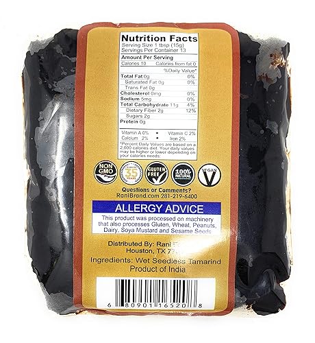 Vista 2 de Rani Tamarind, Bloque húmedo sin semillas (Imli) 7 oz (200 g) ~ Todo natural Sin azúcar añadido Vegano Sin gluten Sin OMG Origen indio