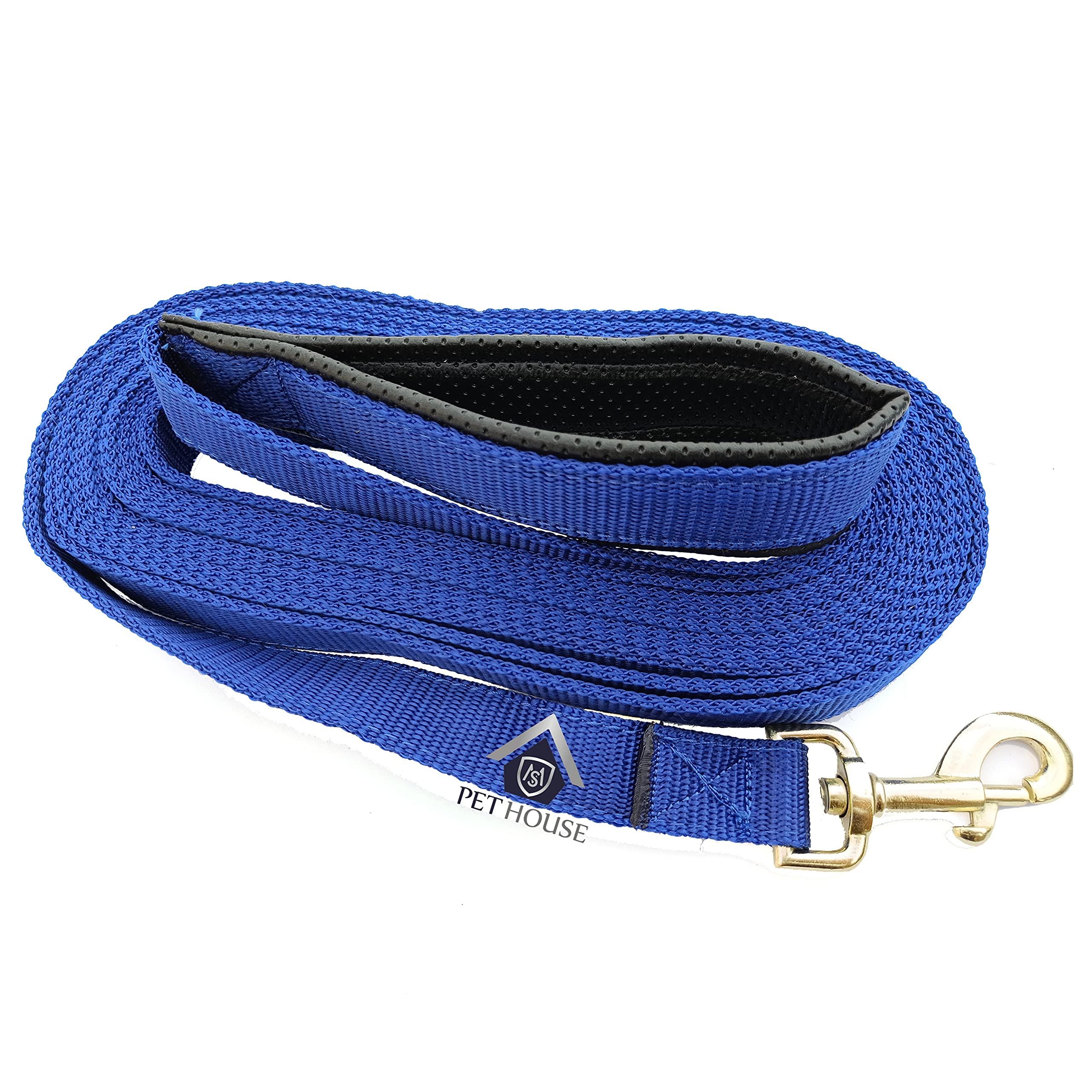MS PET House Padded Dog Training Lead - 10 Ft Dog Leash (1" Wide by 10 Feet Long, Blue Colour)