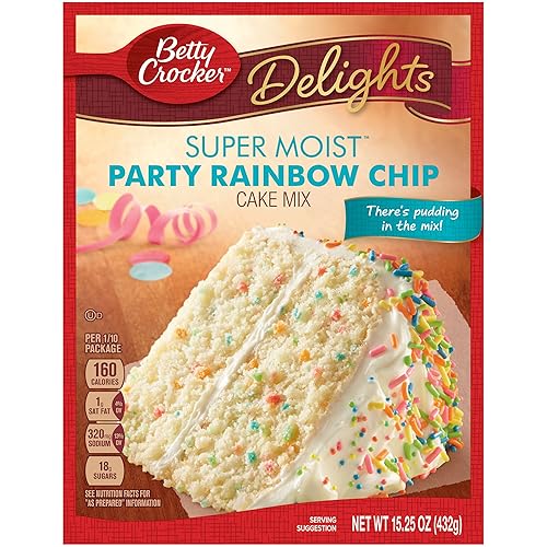 Miniatura 23 de Betty Crocker Delights Super Moist Party Rainbow Chip Cake Mix, 13.25 onzas (paquete de 12)