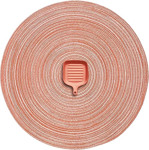 Miniatura 42 de AHHFSMEI Juego de 6 manteles individuales redondos trenzados para mesas de comedor, tejidos naturales, resistentes al calor, 15 pulgadas (azul y