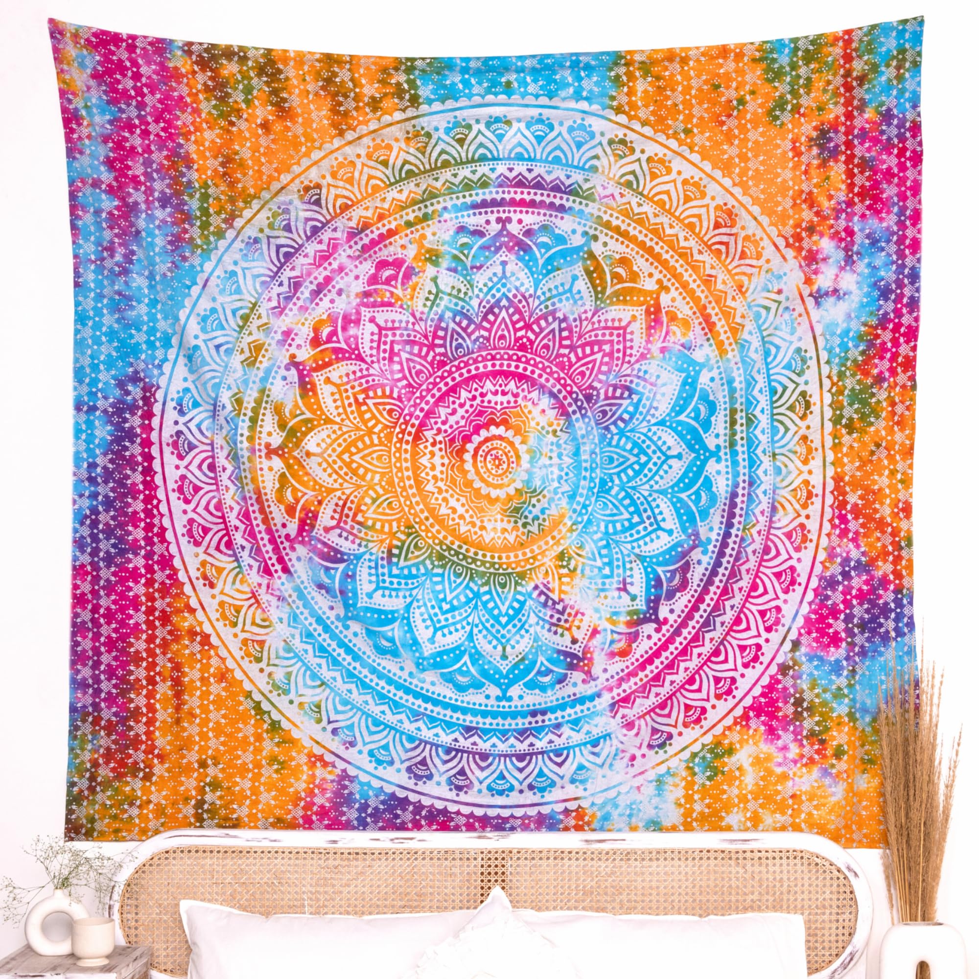 Rajrang Multi Color Mandala Tapestry Wall Hanging 137X213 Cm For Bedroom And Living Room Decor Boho Bohemian Wall Hanging Cotton Tapestries Multicolor