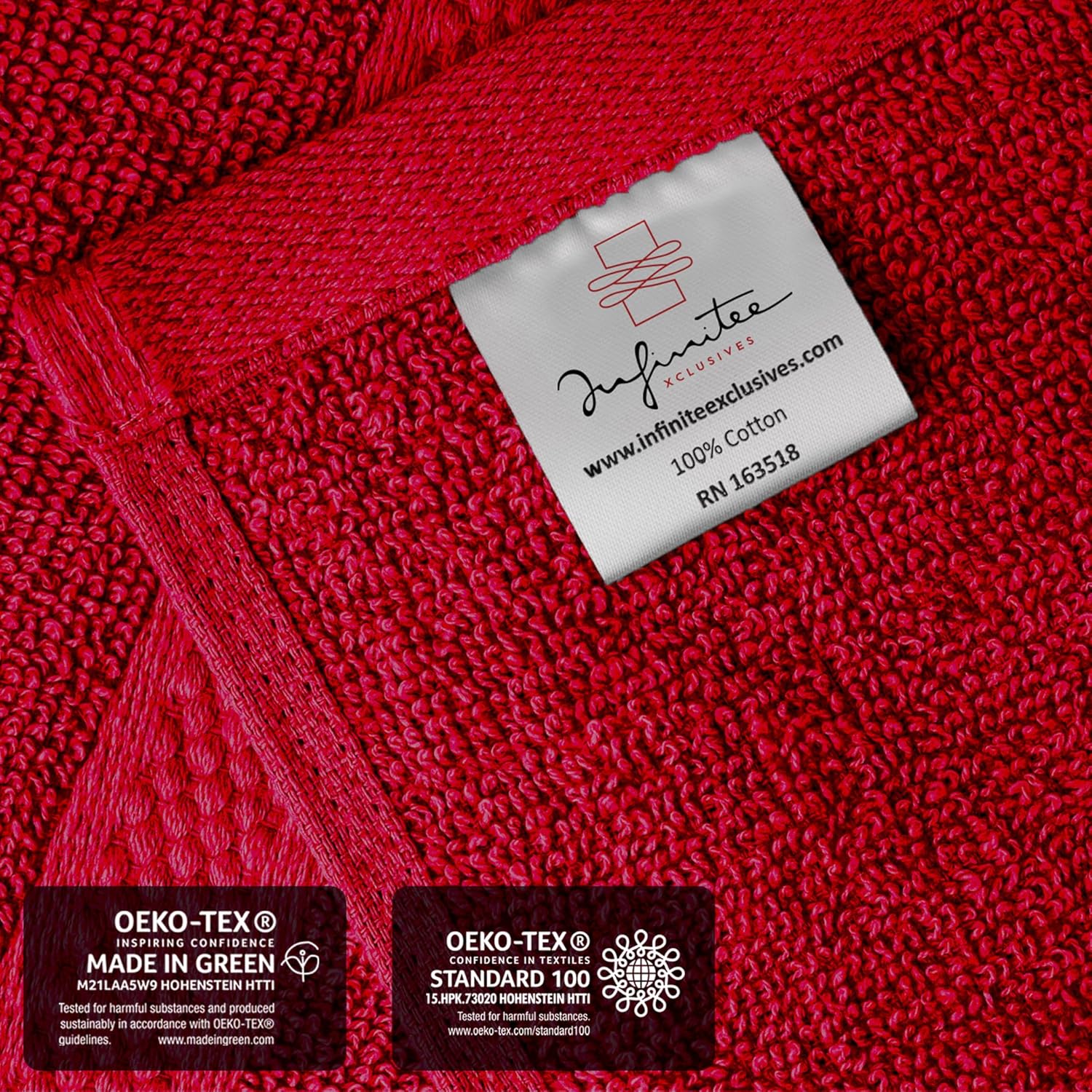 Infinitee Xclusives Burgundy Hand Towels for Bathroom - Set of 6 (16x28 inches) 600 GSM, 100% Cotton Ultra Soft, Quick Drying, Hotel Quality Hand Towel Set (Burgundy) - Image 5