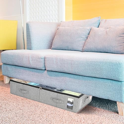 Miniatura 3 de Paquete de 2 contenedores de almacenamiento para debajo de la cama de 33 x 16.5 x 6.3 pulgadas, contenedores organizadores plegables con paredes