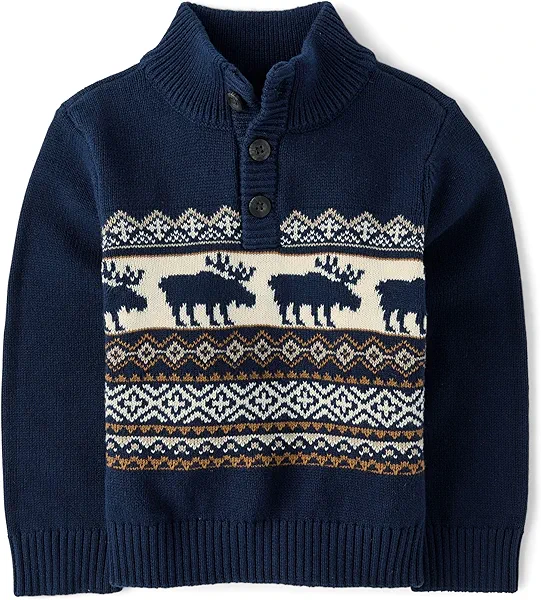 The Children's Place Baby Boys' and Toddler Long Sleeve Mock Neck Pullover Sweater