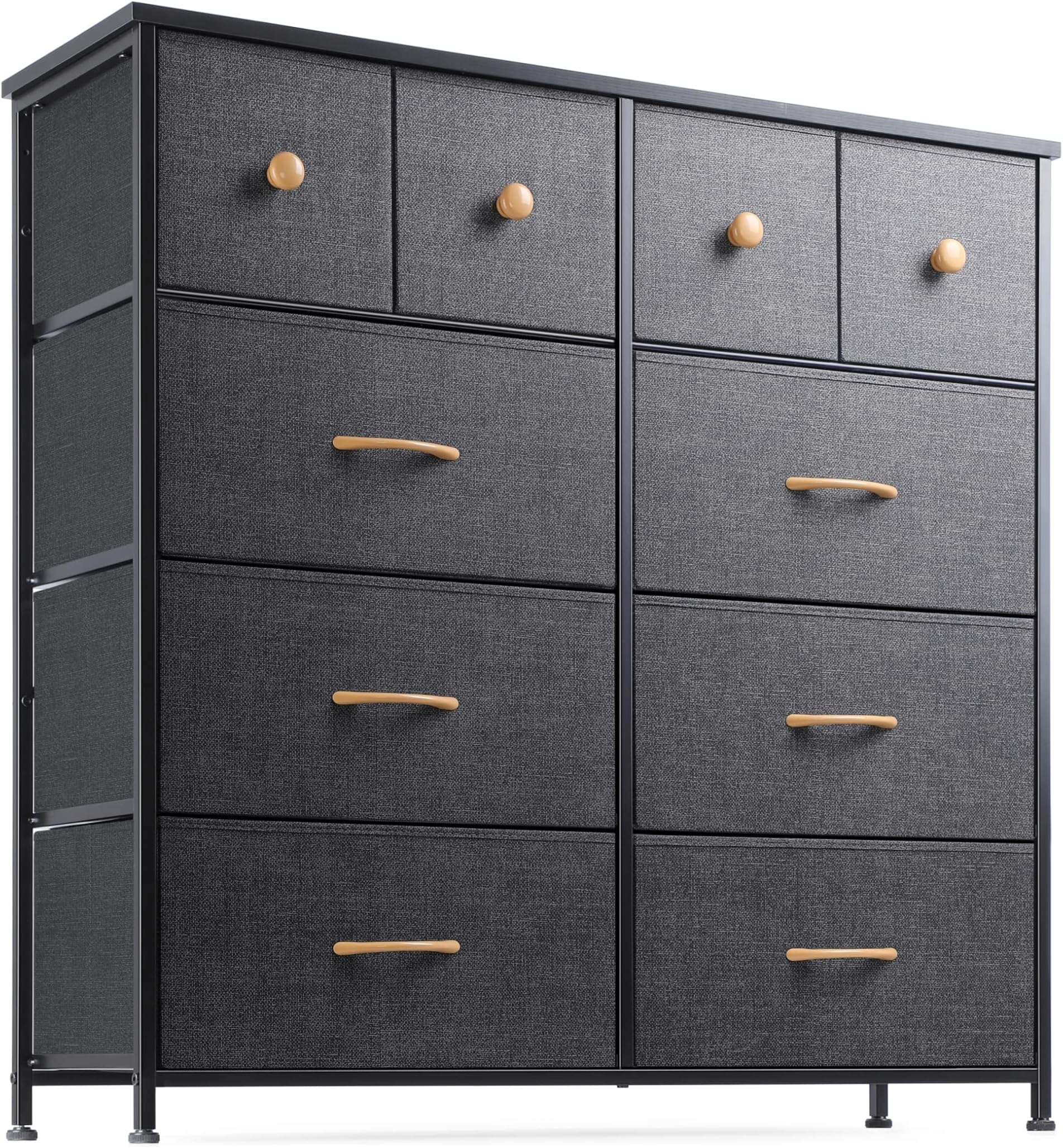 Nicehill Dresser for Bedroom Drawers, Storage Drawer Organizer, Tall Chest of Drawers for Closet, Living Room, Hallway, Entryway, Fabric Drawers (Black Grey)