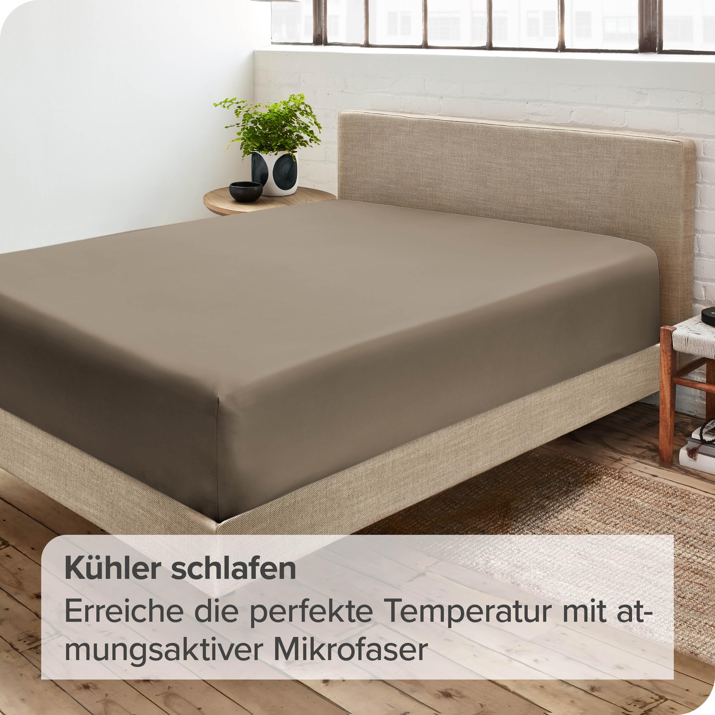 Lenzuolo sotto con angoli Bare Home - Microfibra Premium 1800 - Ultra morbido senza pieghe - Tasca profonda (90 x 200, Tortora)