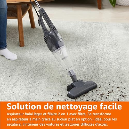 Amazon Basics Aspirateur balai, appareil 2 en 1 avec câble, moteur ECO, filtre Remplaçable, léger, Noir - 4