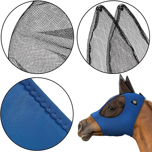 Miniatura 9 de SmithBuilt Máscara de mosca de caballo (verde azulado, mazorca), ojos y orejas de malla, tela transpirable, protección UV