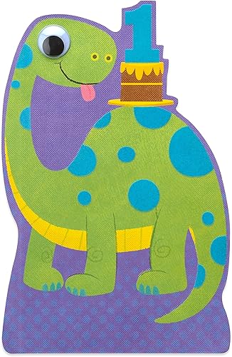 Miniatura 3 de American Greetings Tarjeta de primer cumpleaños para niño (dinosaurio)