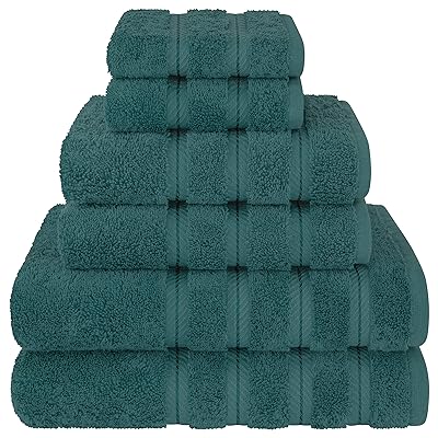 American Soft Linen Luxury 6 Piece Towel Set, 2 Bath Towels 2 Hand Towel 2 Washcloths, 600 GSM 100% Cotton Turkish Towels for Bathroom, White Towel Sets