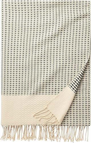 Miniatura 1 de Amazon Aware Manta tejida de algodón con diseño de cheurón, 60 x 80 pulgadas, color verde bálsamo