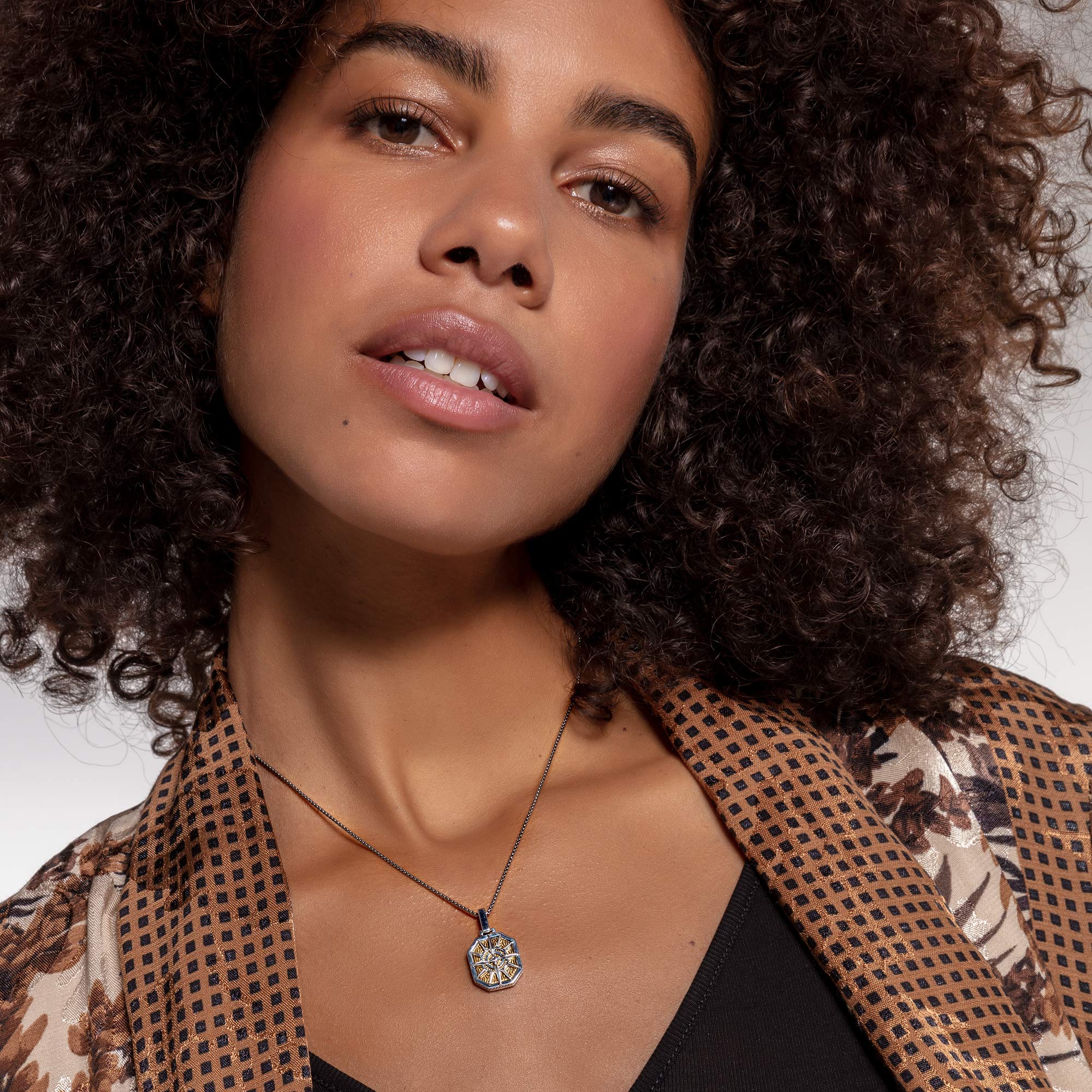 Thomas Sabo pendentif boussole or Argent Sterling 925, Noirci, Doré Or Jaune 18 Carats