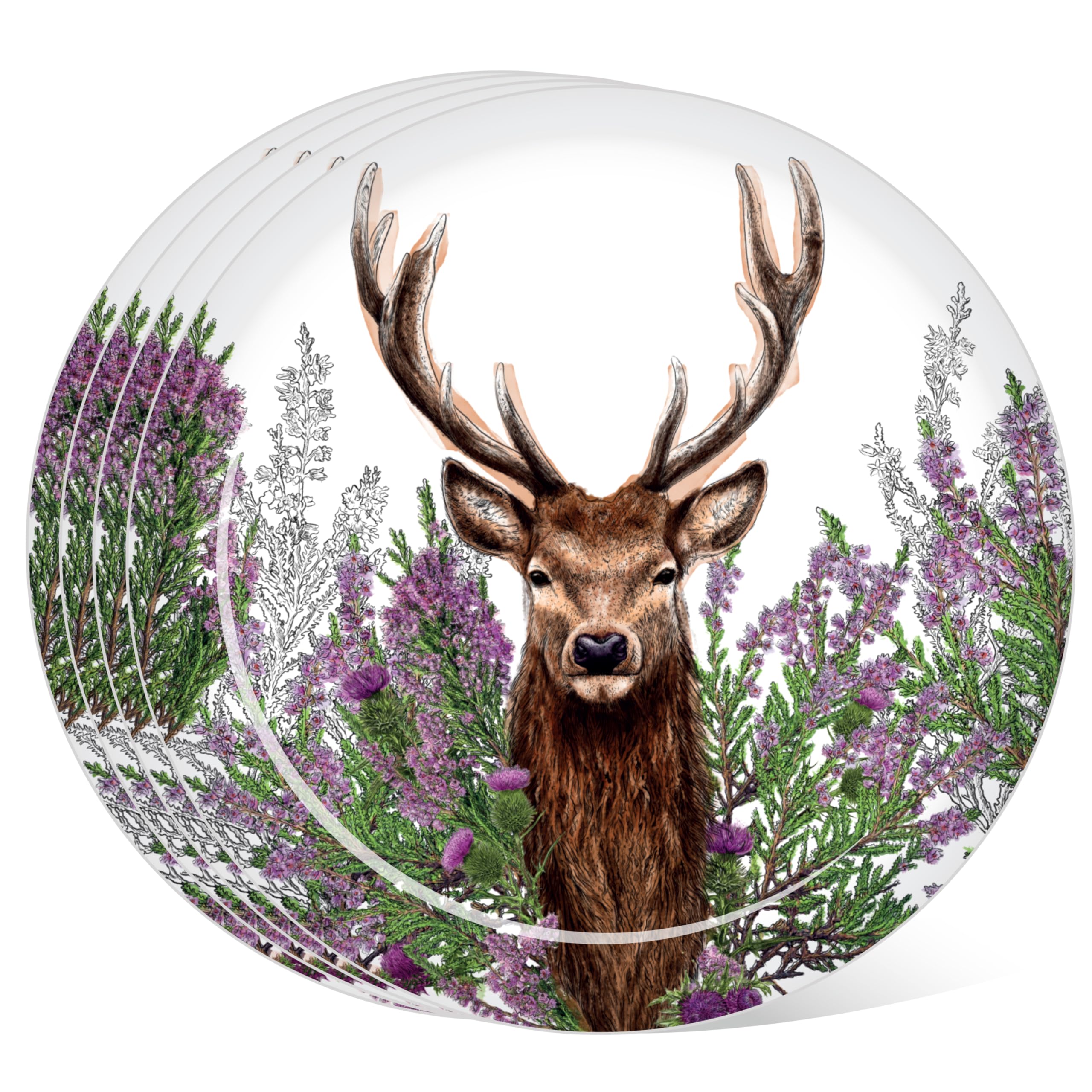 Puckator Purple Rplat04 Wild Stag Set Of 4 Recycled Plastic Bottles Rpet Reusable Picnic Plates