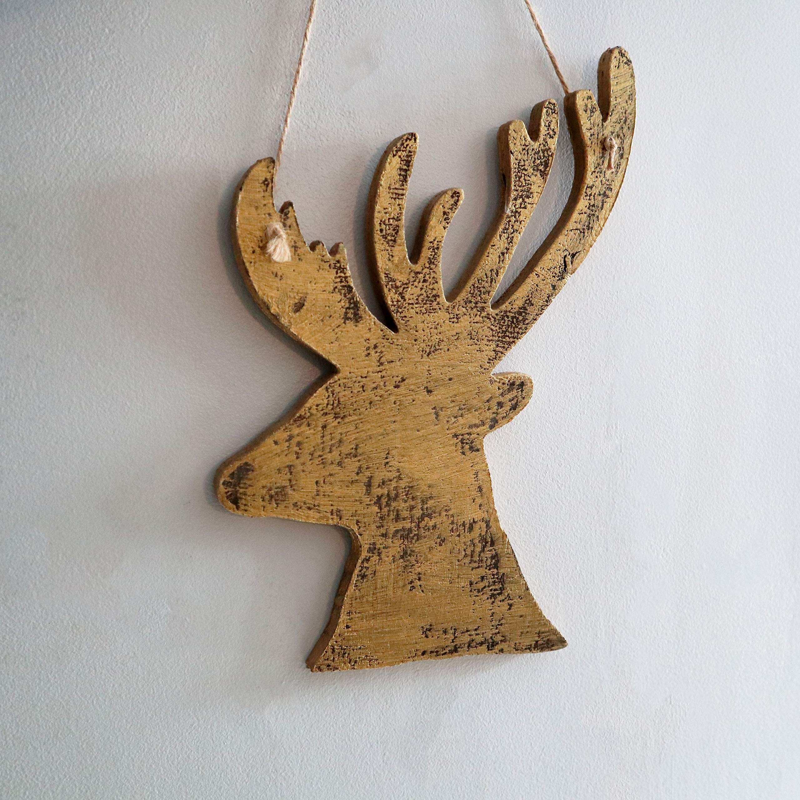 Shatchi Wooden Hanging Christmas Decoration 26cm Golden