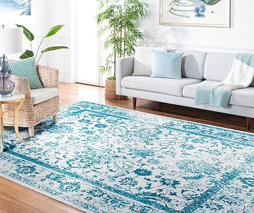 Miniatura 514 de Safavieh colección Adirondack - Alfombra de área, 6 x 9 pies, gris y azul, diseño oriental desgastado, no desprende pelusa, fácil cuidado, ideal