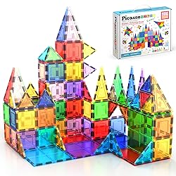 PicassoTiles 100 Piece Set 100pcs Magnet Building Tiles Clear Magnetic 3D Blocks Construction Playboards, Creativity Beyond Imagination, Inspirational, Recreational, Educational Conventional