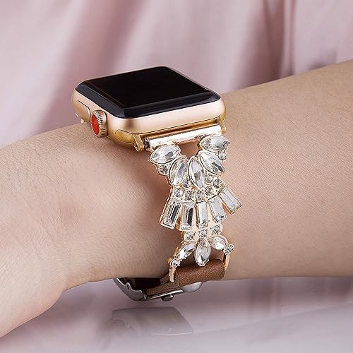 Miniatura 2 de VIQIV Bling Jewelry - Pulsera compatible con Apple Watch Ultra de 1.496 pulgadas, 1.575 pulgadas, 1.614 pulgadas, 1.654 pulgadas, 1.732 pulgadas,