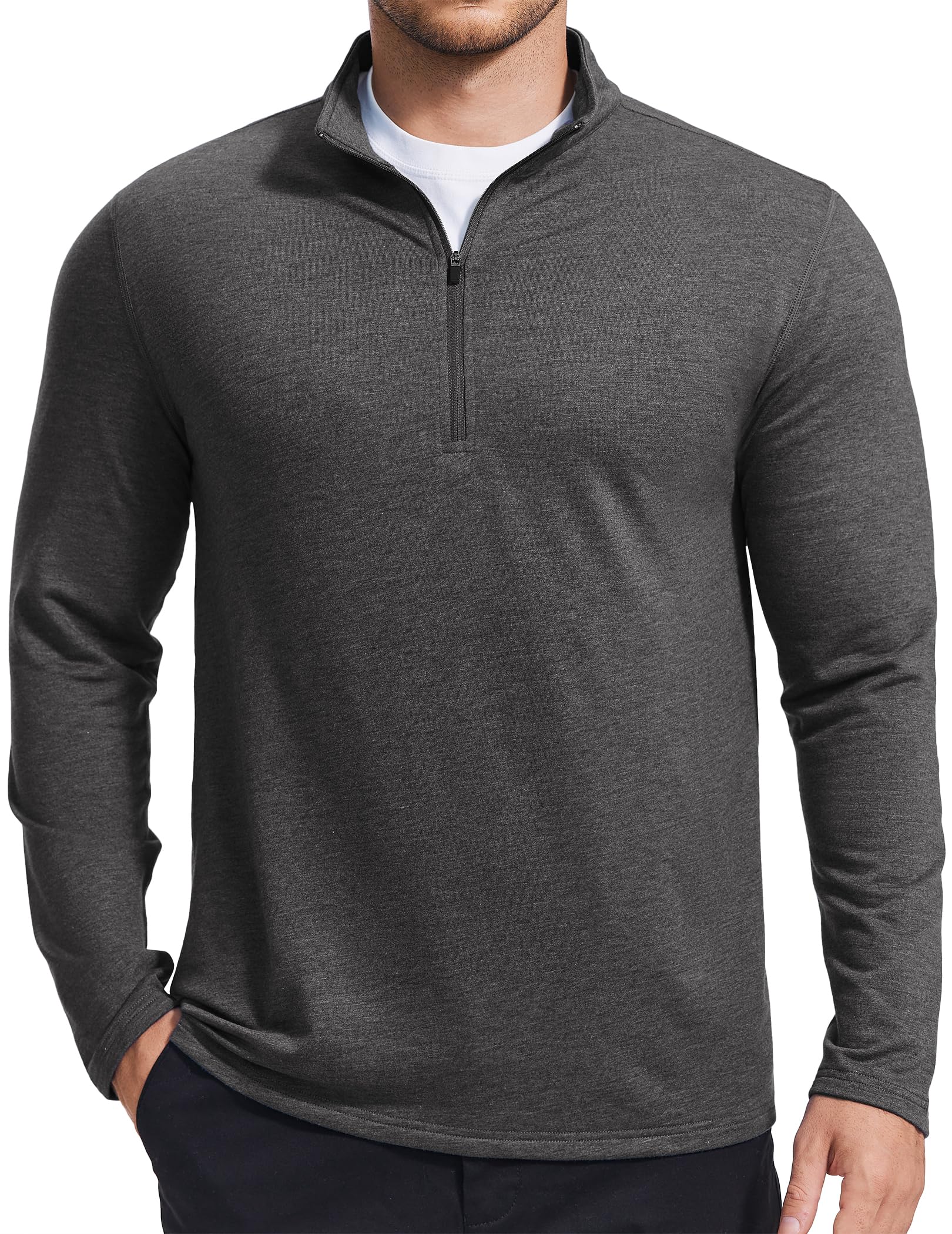 PINSPARK Mens Quarter Zip Up Lightweight Pullover Mock Neck Sweatshirts Long Sleeve Golf shirts Performance Athletic Casual