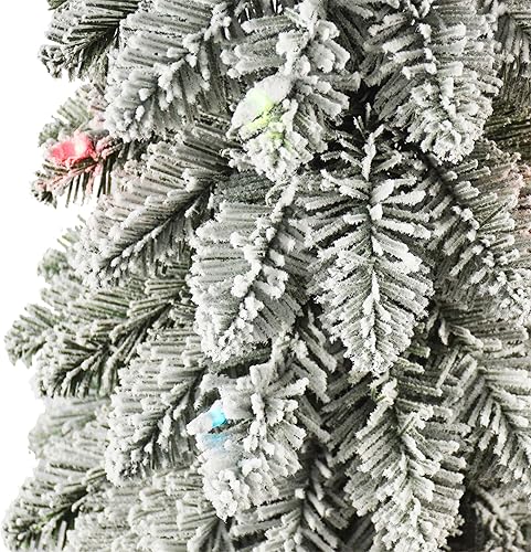 Miniatura 2 de Puleo International - Árbol de lápiz alpino flocado preiluminado de 6 pies, 261 puntas, 100 luces incandescentes multicolor UL