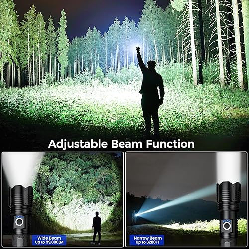 Miniatura 3 de Linternas de alto lúmenes, 99,000 lúmenes, linterna LED brillante recargable, potente luz de flash impermeable linternas para el hogar, camping,