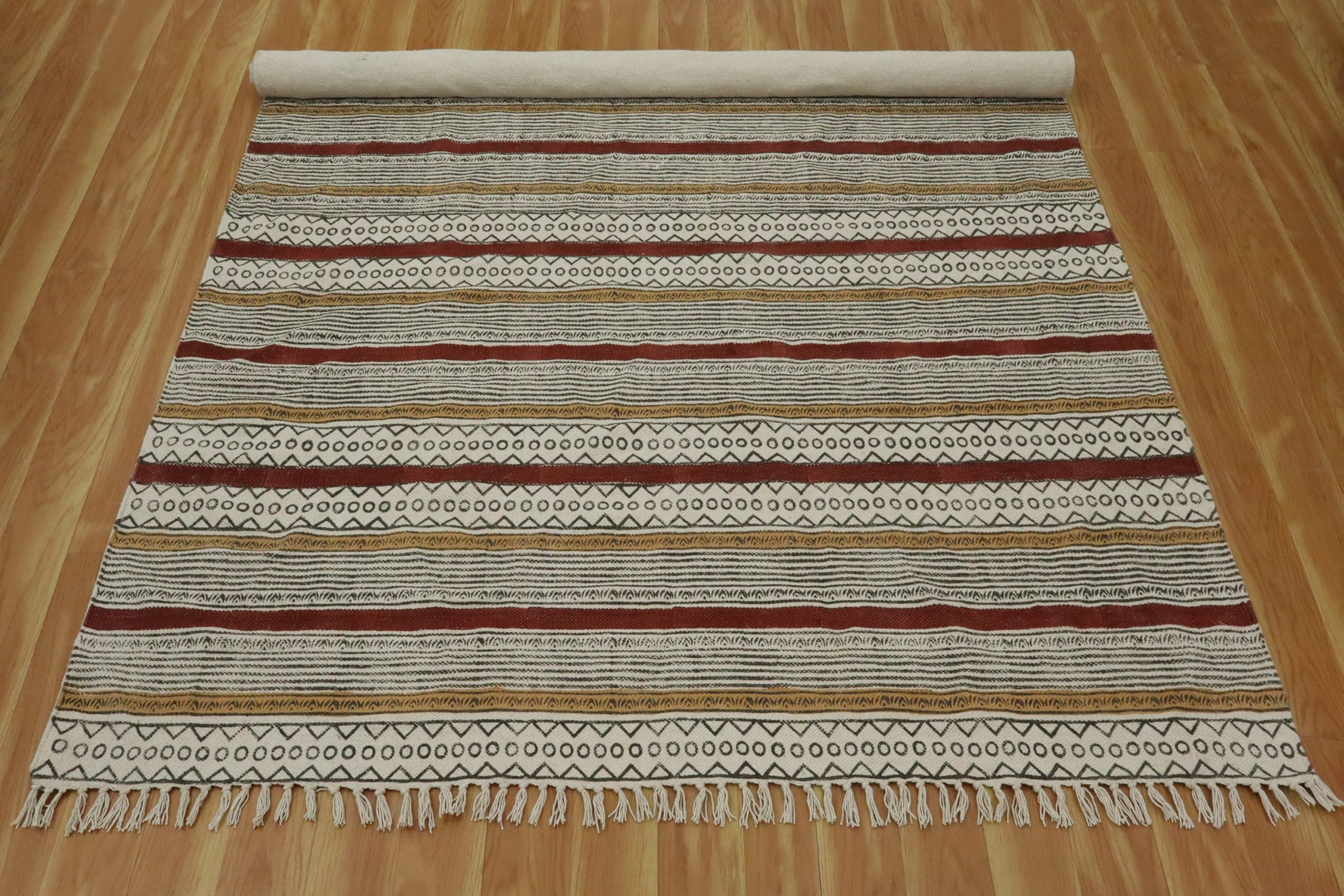 Kelim-Läufer, 2 x 10 Baumwollteppich, braun und schwarz, flach gewebt, 0,19 Zoll, weicher, leicht waschbarer Teppich für drinnen und draußen, Läuferteppiche für Flure, Treppen, Korridore