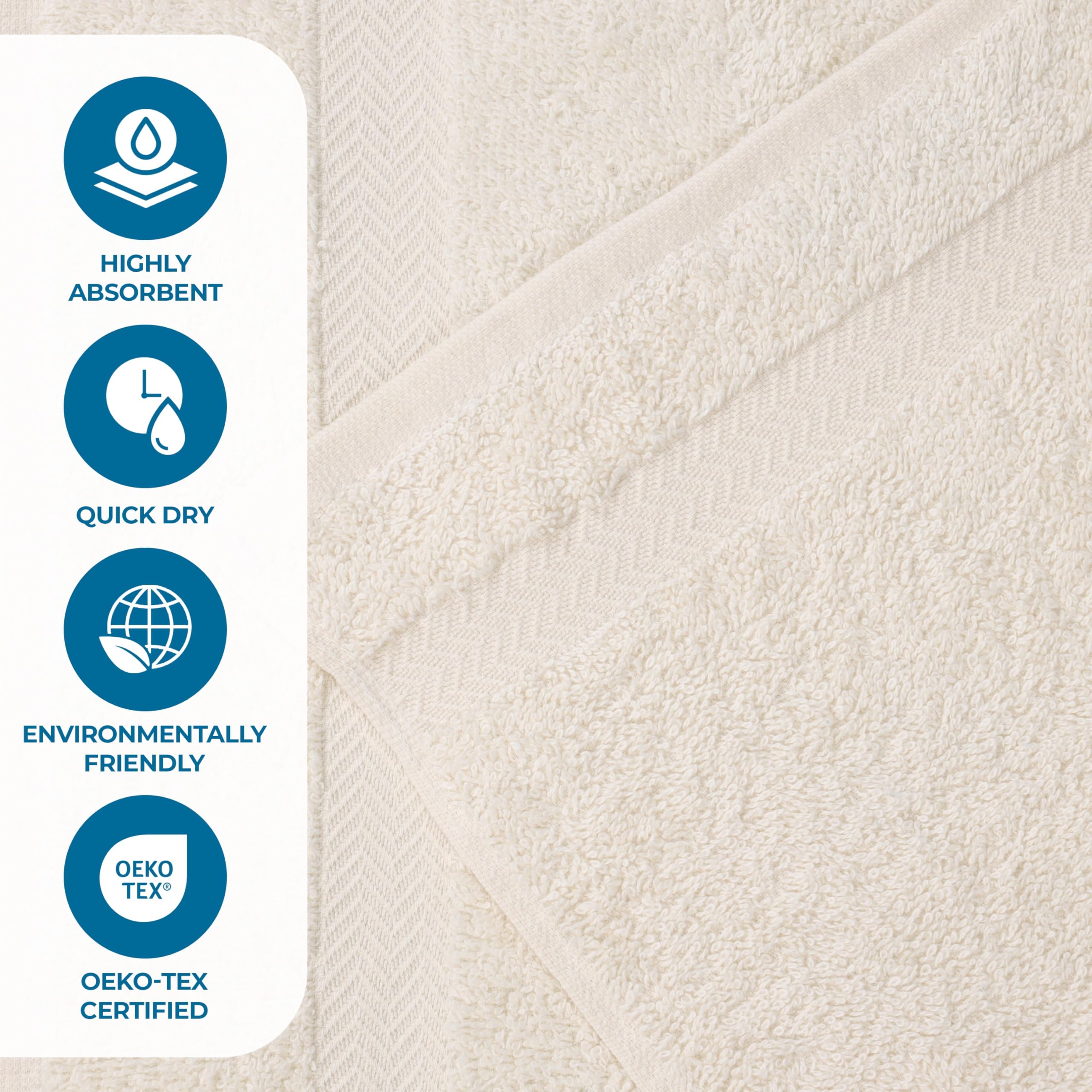 Superior Franklin, Set di 6 asciugamani in cotone, peso medio per bagno, doccia, spa, asciugatura rapida, essenziali per la casa, include 2 asciugamani per il viso/salviette, 2 asciugamani per le