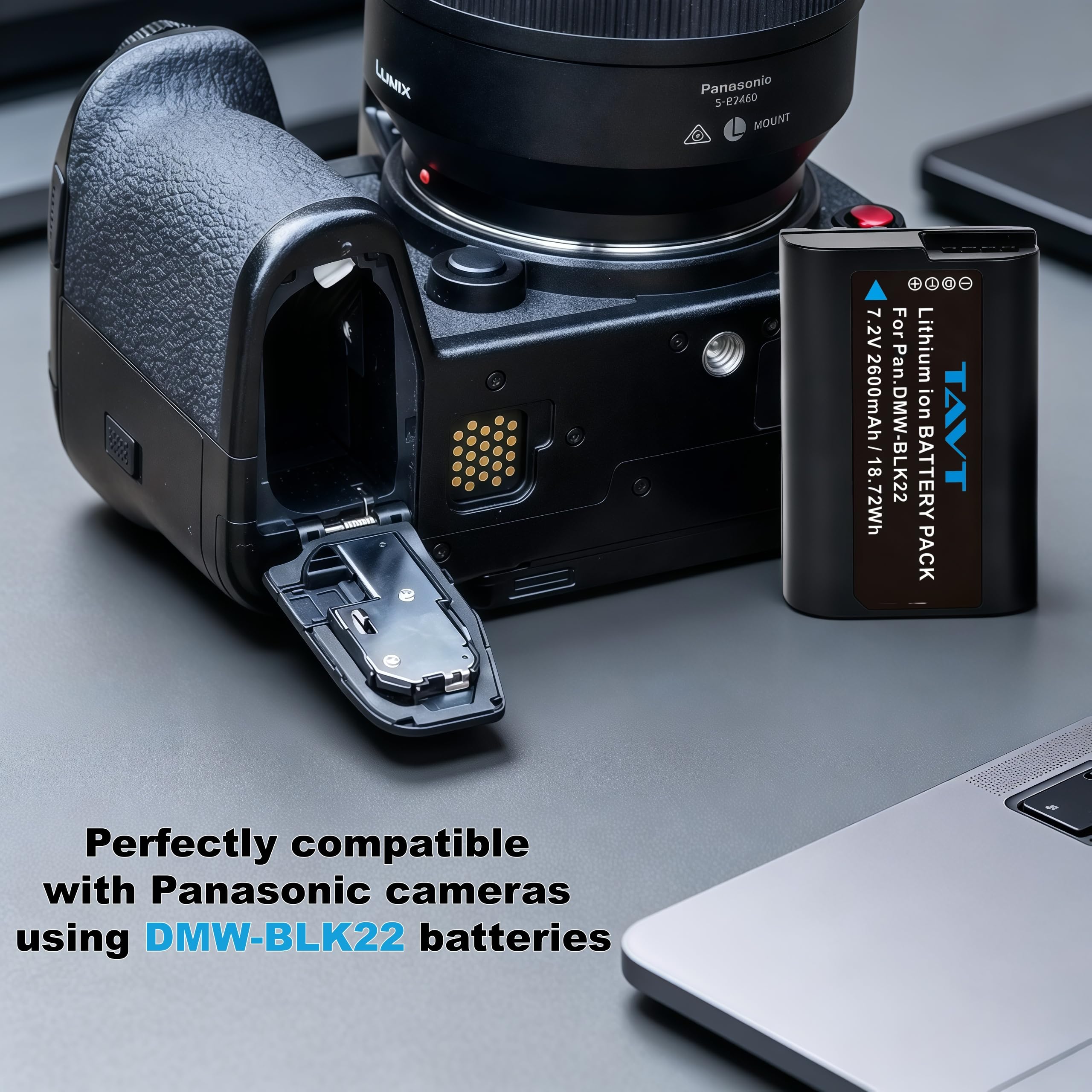 Panasonic Lumix DMW-BLK22 Batterie 2600mAh Chargeur pour DC-S5, S5 II, S5 IIX, S9, GH6, G9, DC-G9 II, GH5 II