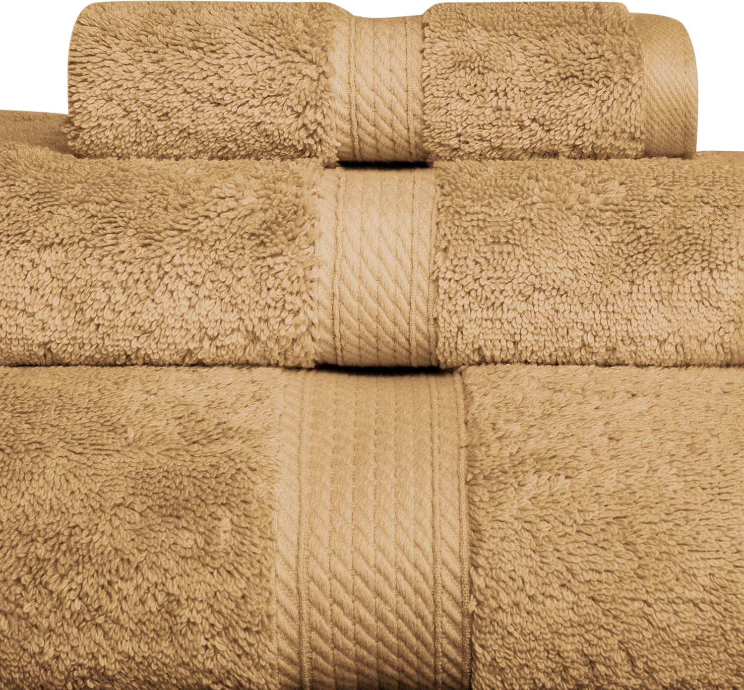 Superior Madison Egyptian Cotton Pile 3 Piece Towel Set, Heavyweight, Bath, Spa, Hotel, Bathroom, Luxury Towels, Thick Plush Home Essentials, Includes 1 Bath, 1 Hand, 1 Face Towel - Washcloth, Toast