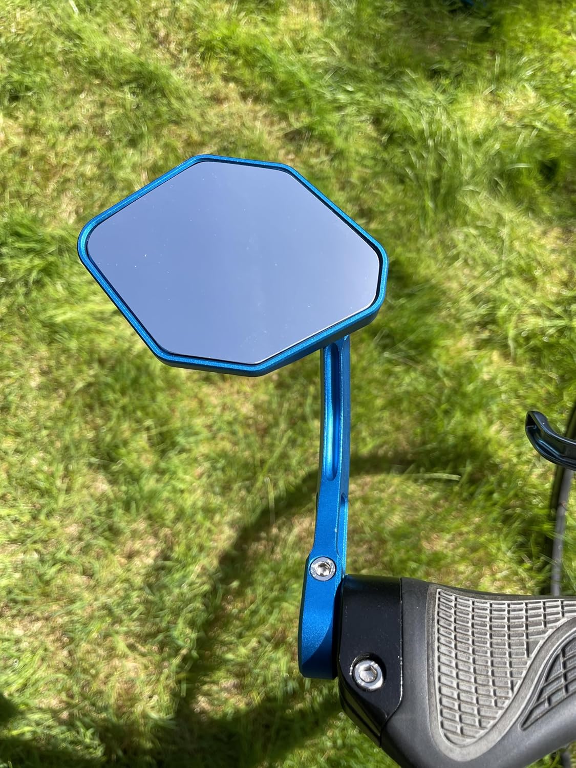 Hafny NEW Motorcycle Bar End Mirror, CNC Alloy Aluminum Anodized Rearview Mirror, Convex Glass Lens, Wide Range Fitting, Scooter Mirrors, HF-M701S-FS001 (Blue (Universal Left & Right))