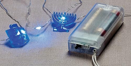 Miniatura 4 de Rite Lite Chanukah - Mini guirnalda de luces eléctricas que funcionan con pilas, 3.5 x 2 x 6 pulgadas, iluminación azul de Hanukkah