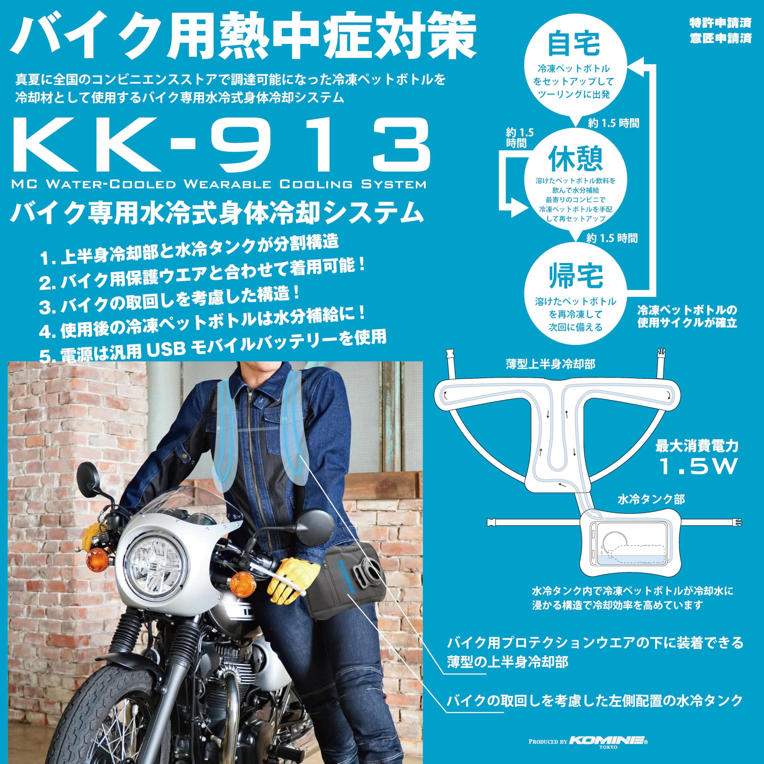 Amazon | [コミネ] バイク専用水冷式身体冷却システム 水冷