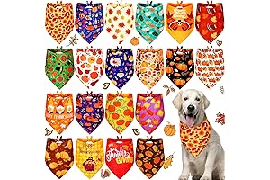 Weewooday 20 Pcs XL Thanksgiving Dog Bandanas