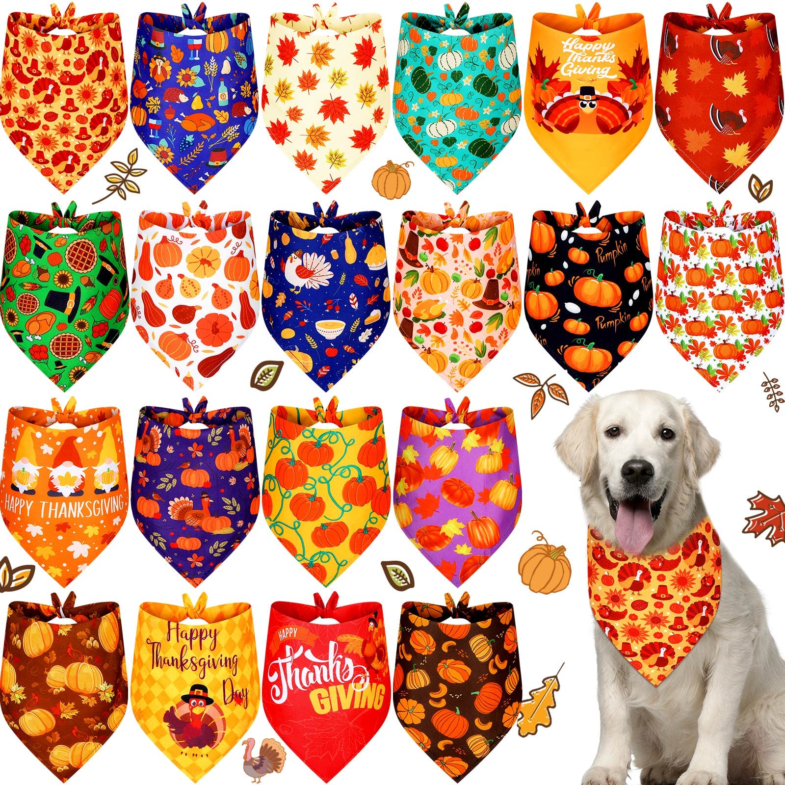 Bandana pour chien pour les f&ecirc;tes de No&euml;l et Thanksgiving lot de 20 pi&egrave;ces