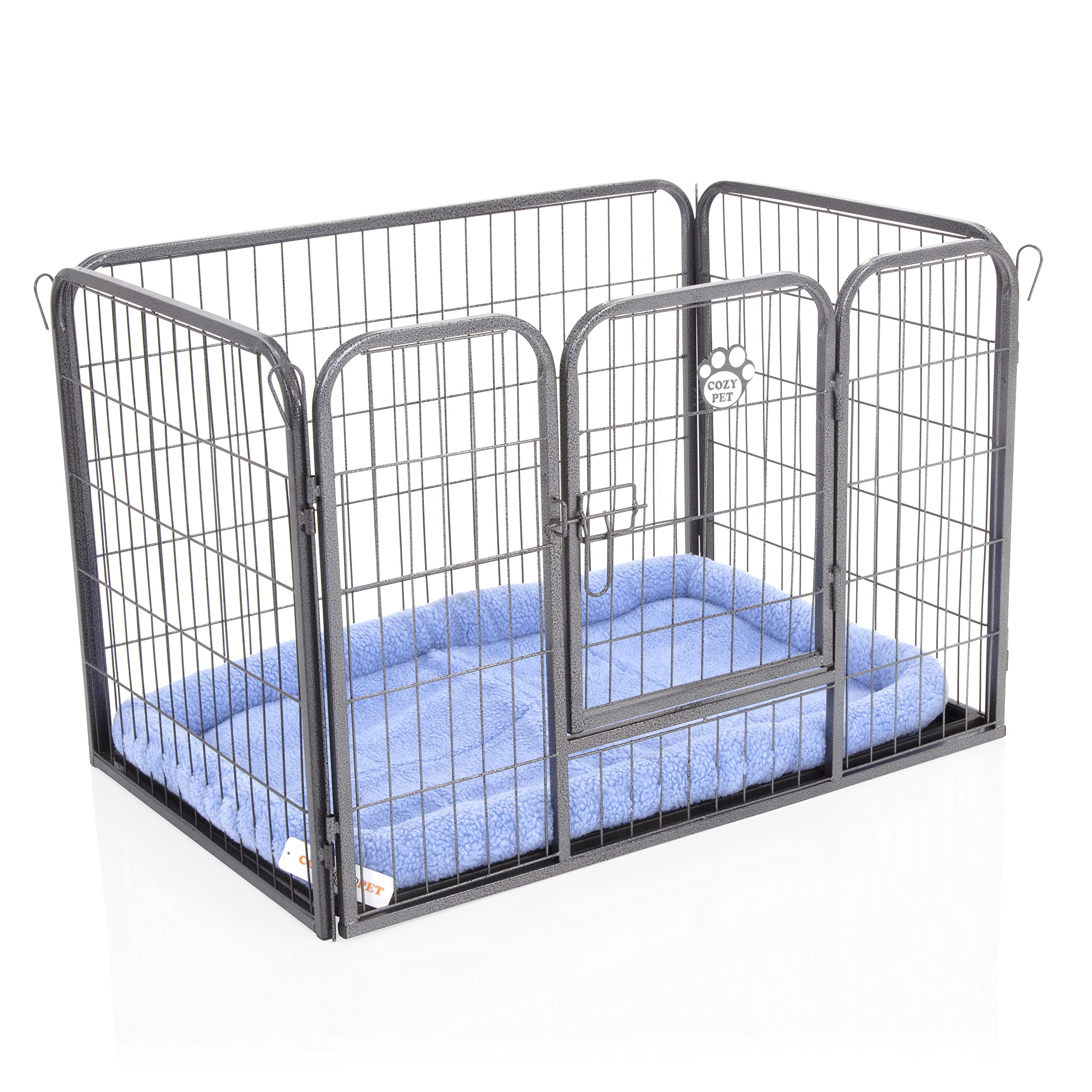Playpen Heavy Duty Puppy Inc Blue Faux Sheepskin Bed Dog Crate by Cozy Pet Small 4 Sizes Dog Cage Whelping Box with Heavy Duty ABS Floor HDDP01 + SB36BL