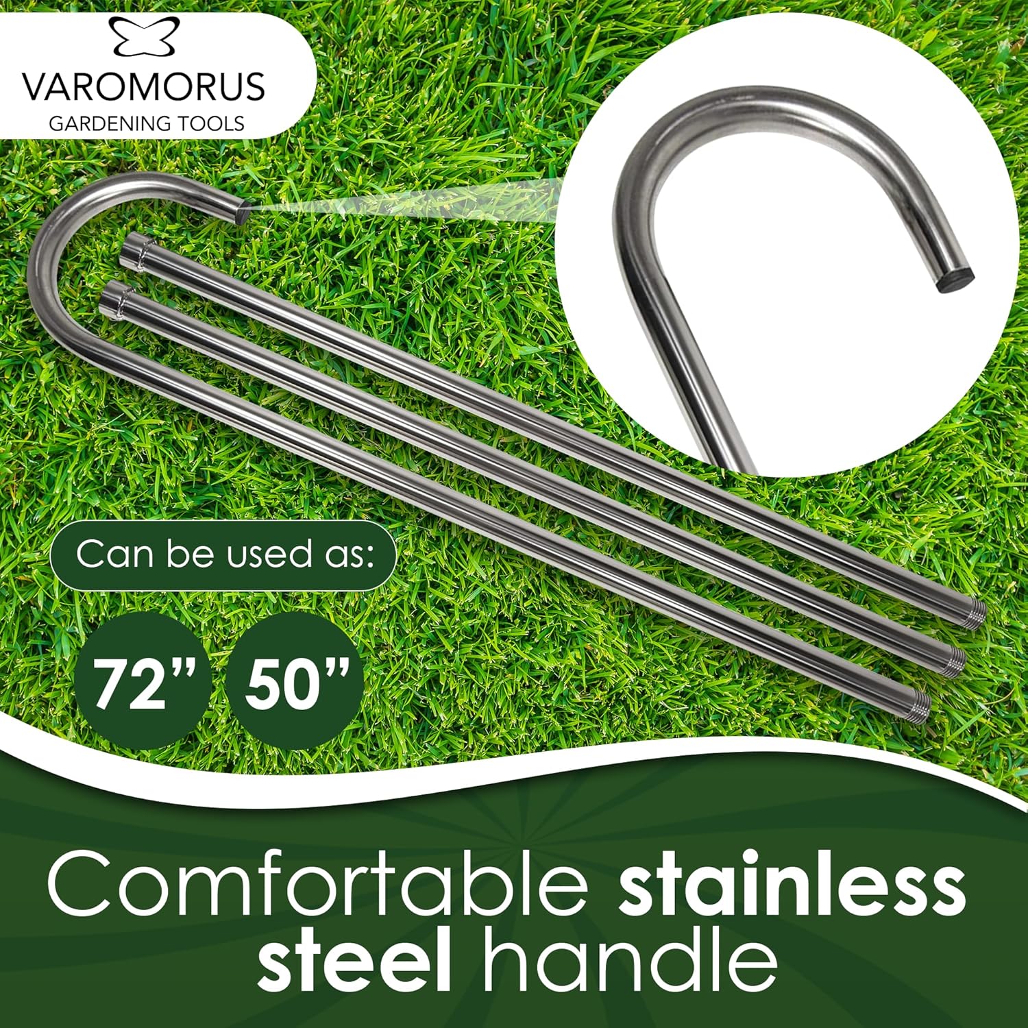 Varomorus Stainless Steel Lawn Level Rake - 30" Professional Yard, Garden, and Lawn Leveling Tool with Long Handle, Ideal for Grass, Golf Fields, and Soil Surfaces