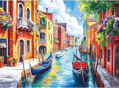 HQXXJW 500 Piece Jigsaw Puzzle for Adults – Venice Gondola Canal Jigsaw Puzzles 500 Pieces, Italian City Landscape Puzzles for Adults 500 Pieces, Challenging Perfect for Game Nights, 20.5 X 15 in