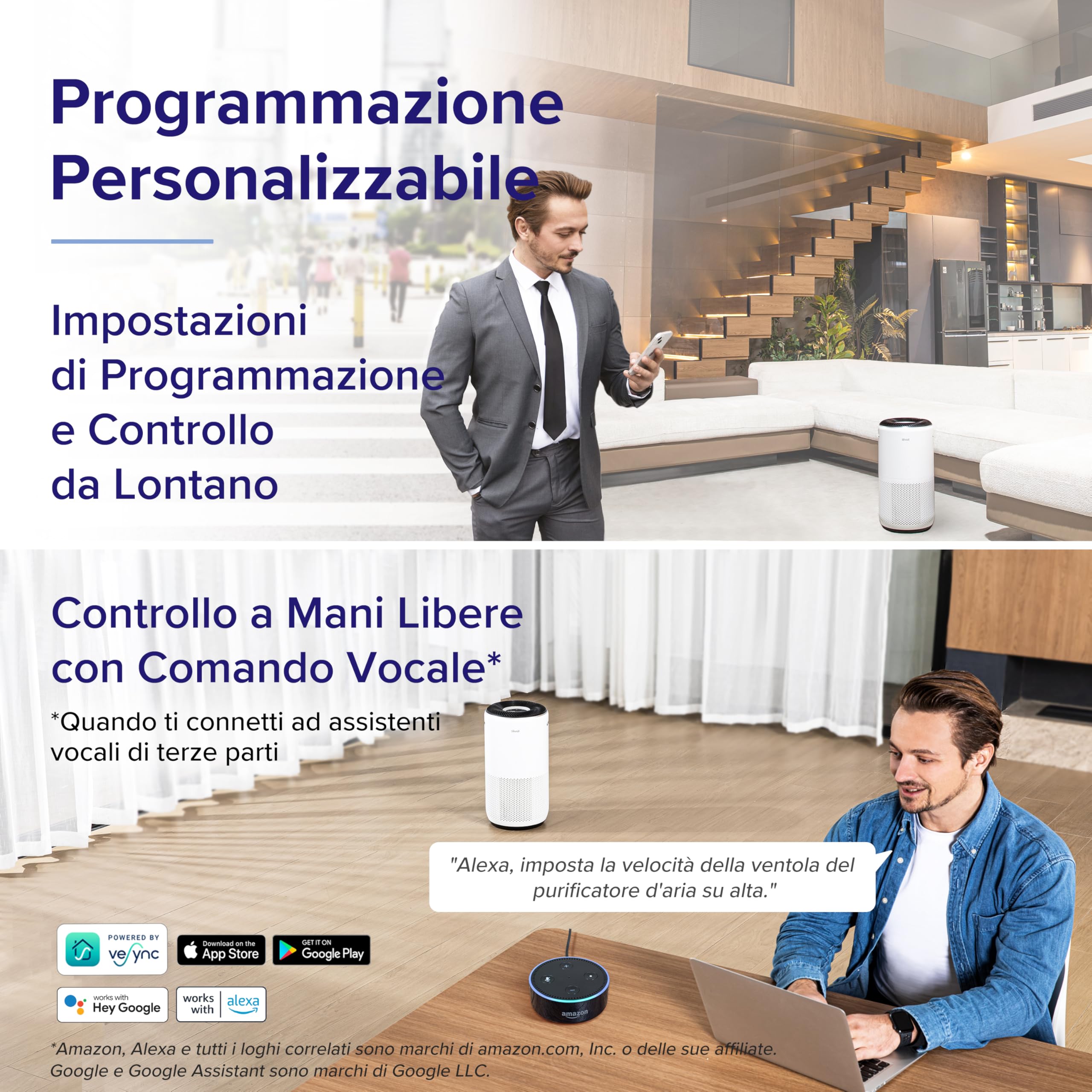 Levoit Purificatore d'Aria Intelligente con App e Alexa, Filtro HEPA + Carbone Attivo, CADR 433 m³/h fino a 90 m², Silenzioso, Display PM2.5, Modalità Auto, per Allergie Odori Allergi Polvere Polline