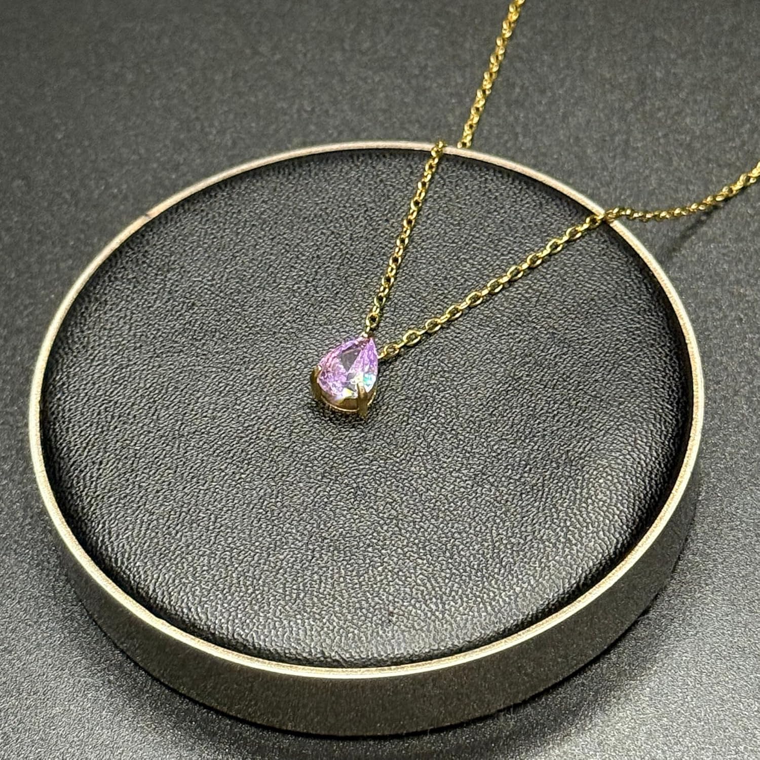 Birthstone Necklace for Women Stainless Steel Gold Plated Minimalist Water Droplet Pendant Necklace Anniversary Birthday Gifts for Women Mom Wife Girlfriend Her - Image 3