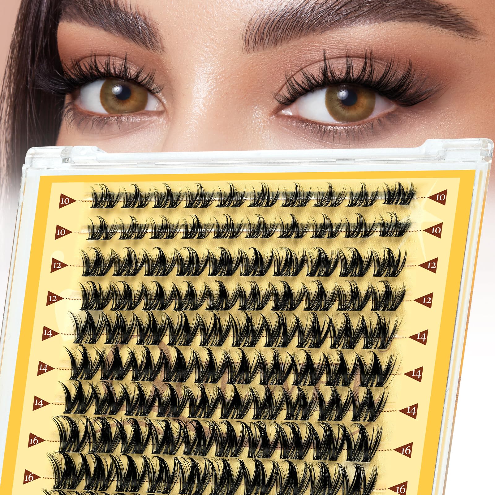 QUEWEL Manga Cluster Lashes, C Curve Individual Eyelashes with Clear Band