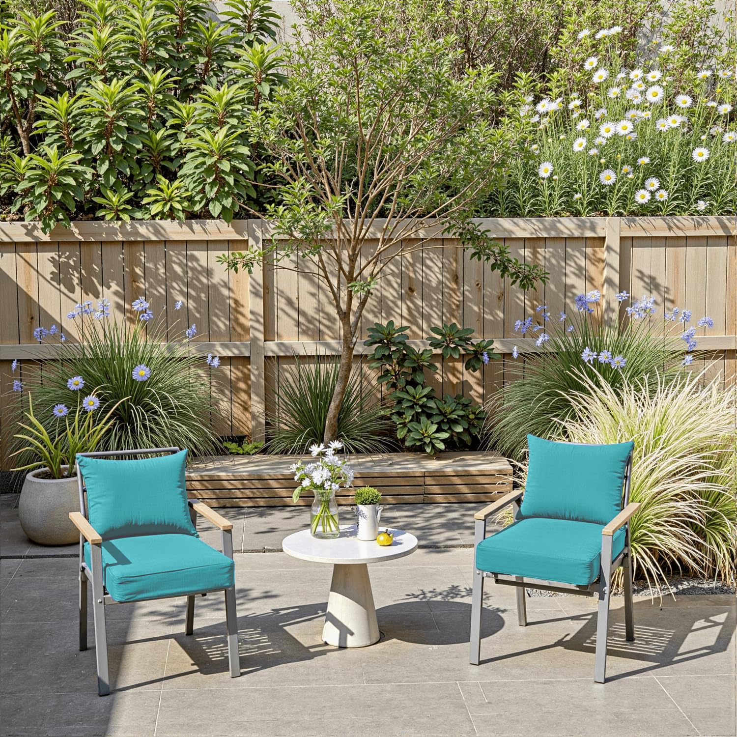 Amazon.com: PatioGlow Outdoor Chair Cushions 19 x 19 x 3 Inch, Waterproof \u0026  Fade Resistant Patio Seat Cushion for Furniture with Handle and Ties, Thick  Seating Pads for Outside Sofa Couch Set