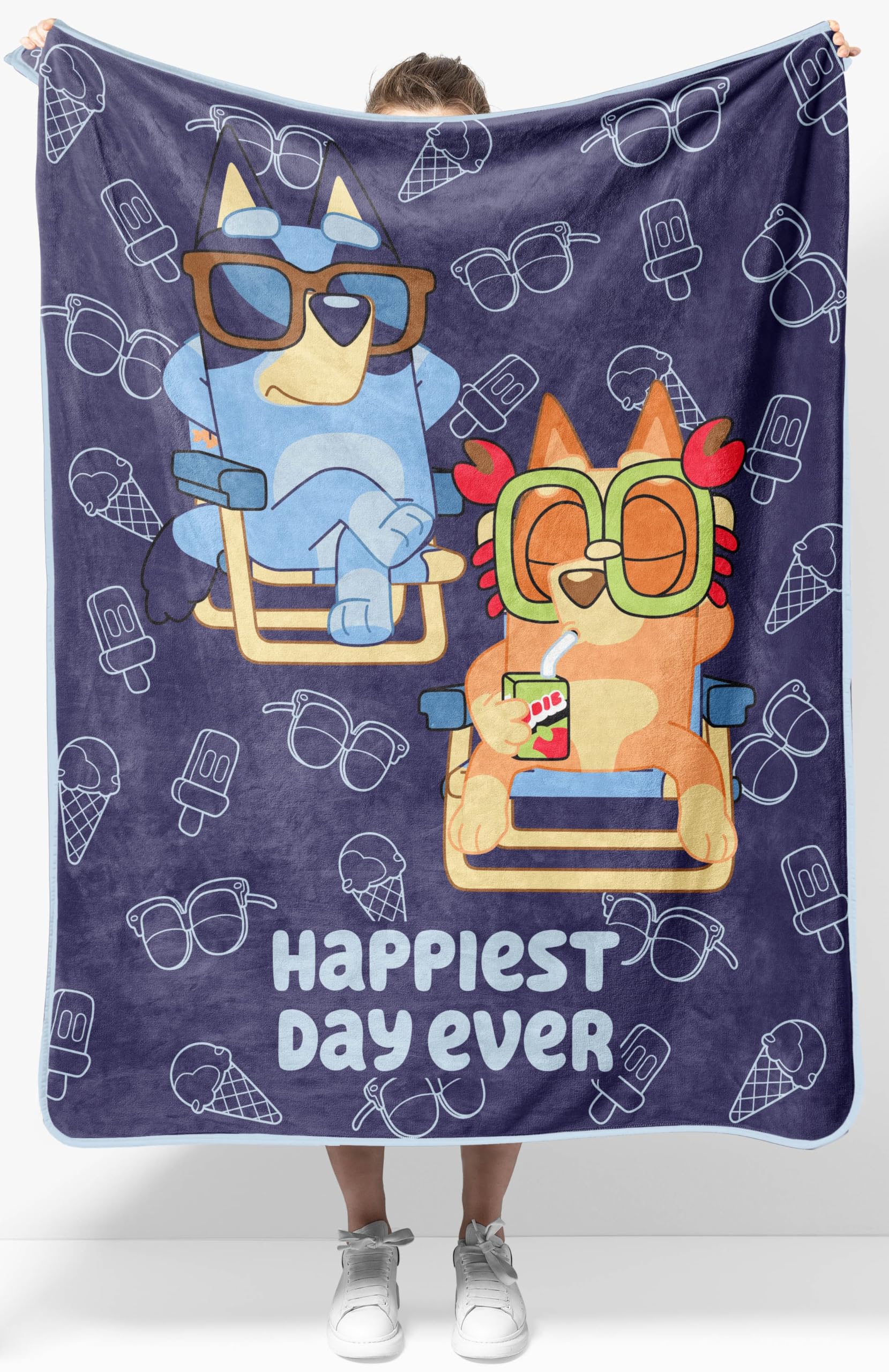 Bluey & Bingo Plush Throw Blanket - Measures 40 x 50 Throw Blue Super Soft Lightweight Fleece Kids Bedding