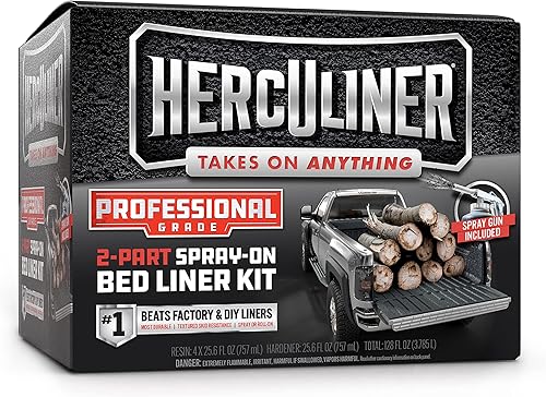 Herculiner Kit de revestimiento en aerosol para cama, grado profesional, 1 galón de pulverización, color negro