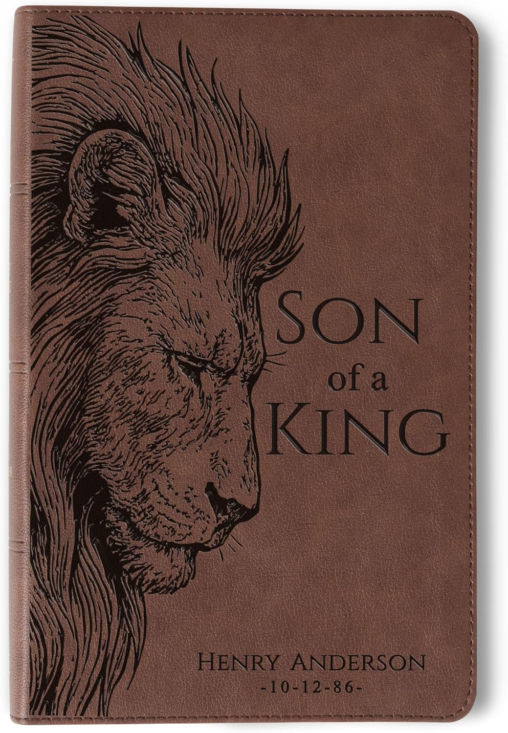 Personalized KJV Single-Column Bible, Son of a King Lion Design, Custom Engraved Name, Christian Gift, Baptism Gift, Bible Gift for Him