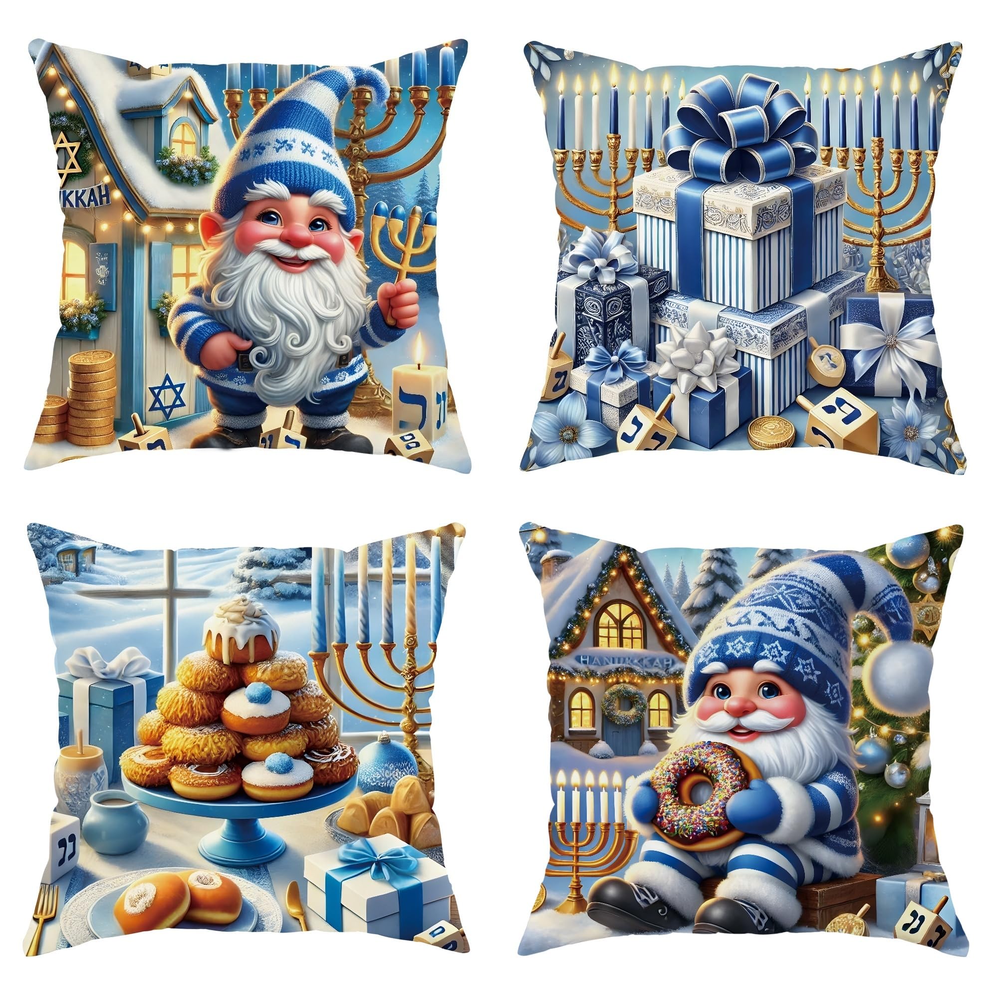 Housses de coussin de lit de qualité supérieure style rustique festif nain bleu