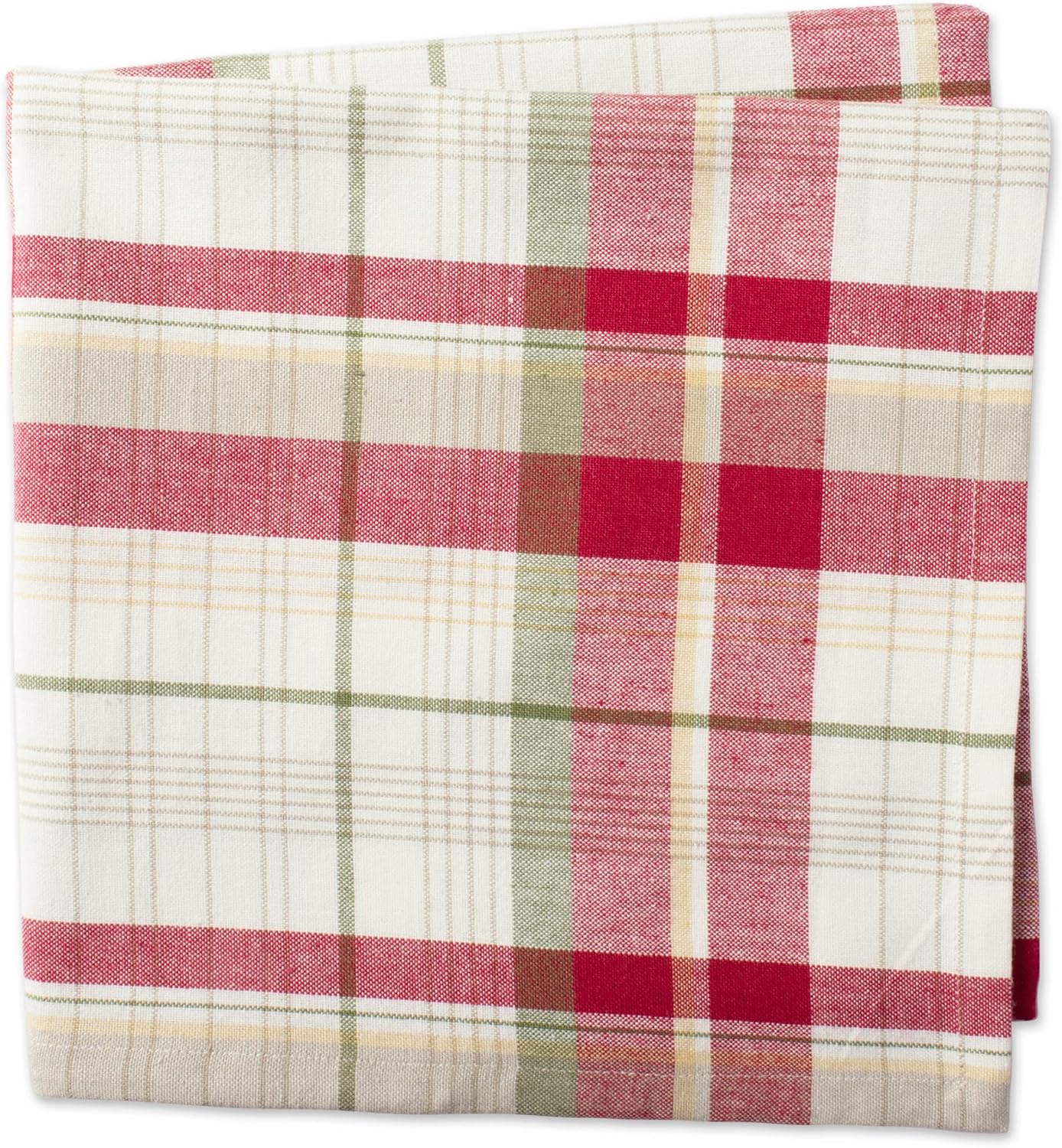 DII Orchard Plaid Collection Linen Tabletop Essentials, Napkin Set, 20x20, Taupe/Red, 6 Piece